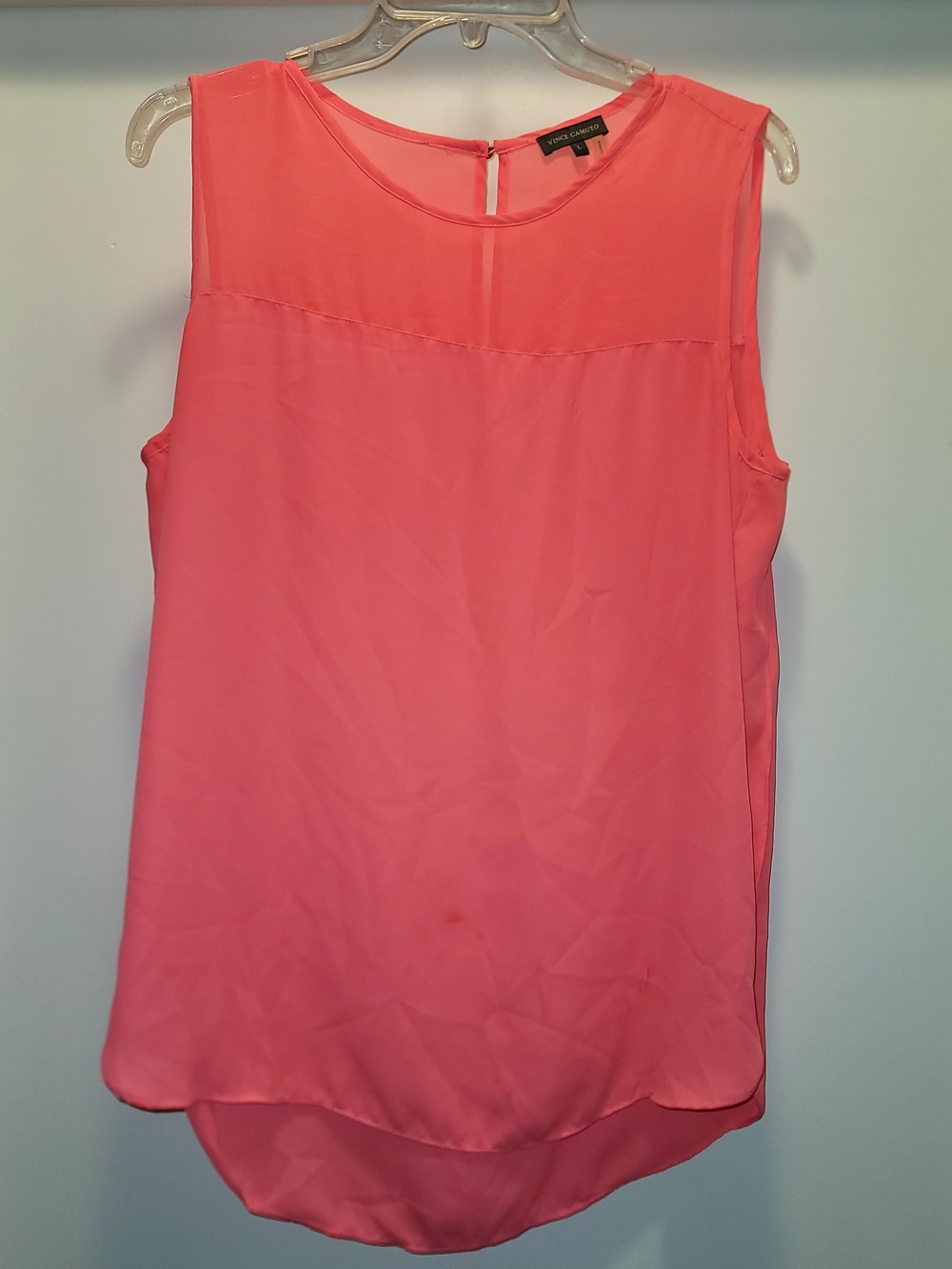 Vince Camuto Coral Pink Sleeveless Chiffon Tunic
